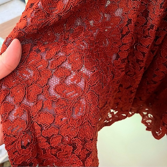 Anthropologie Women’s Moulinette Soeur Orange Lace Lined Nolana Skirt Size 10 - Picture 6 of 11